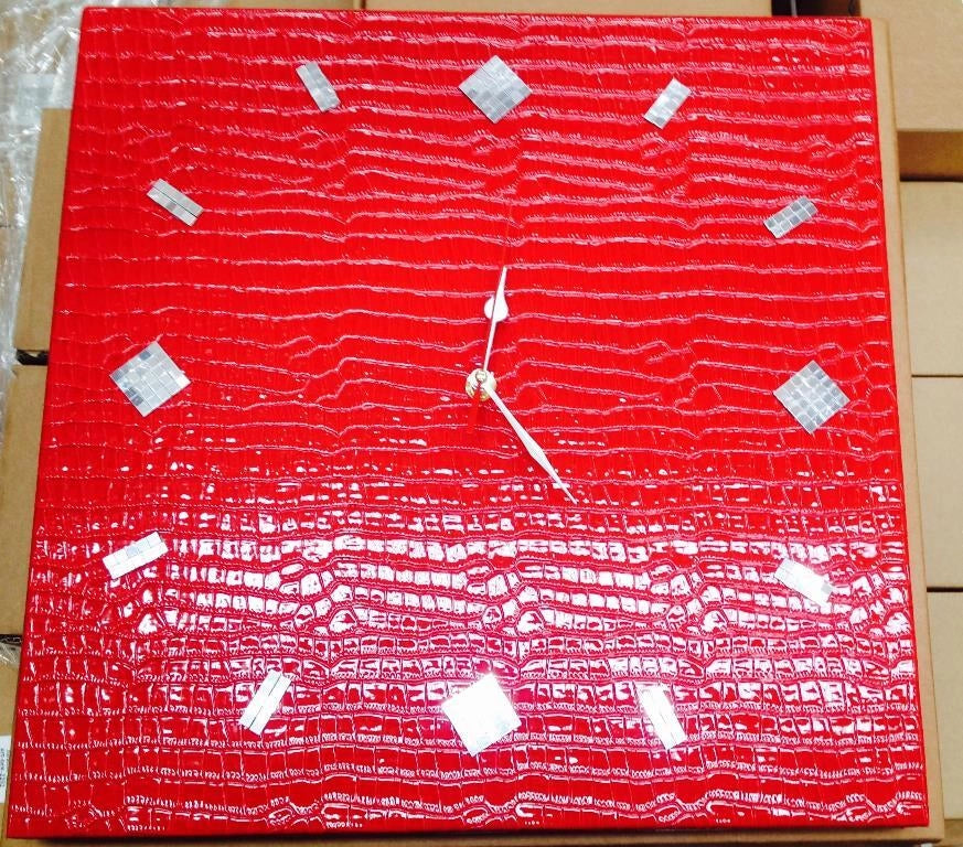 Orologio da Parete Effetto Coccodrillo Colore Rosso 40 cm
