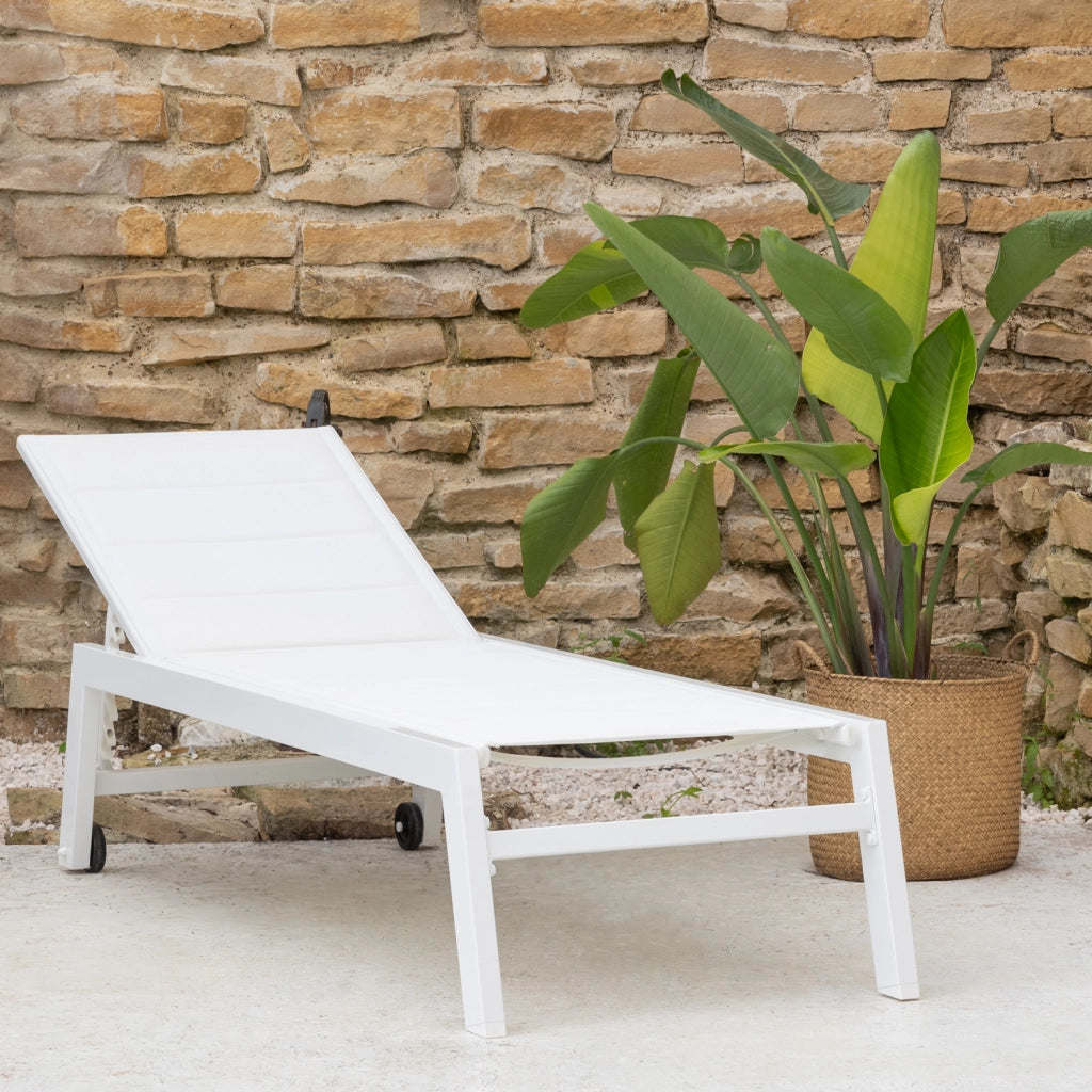Lettino BARBADOS in textilene bianco - alluminio bianco
