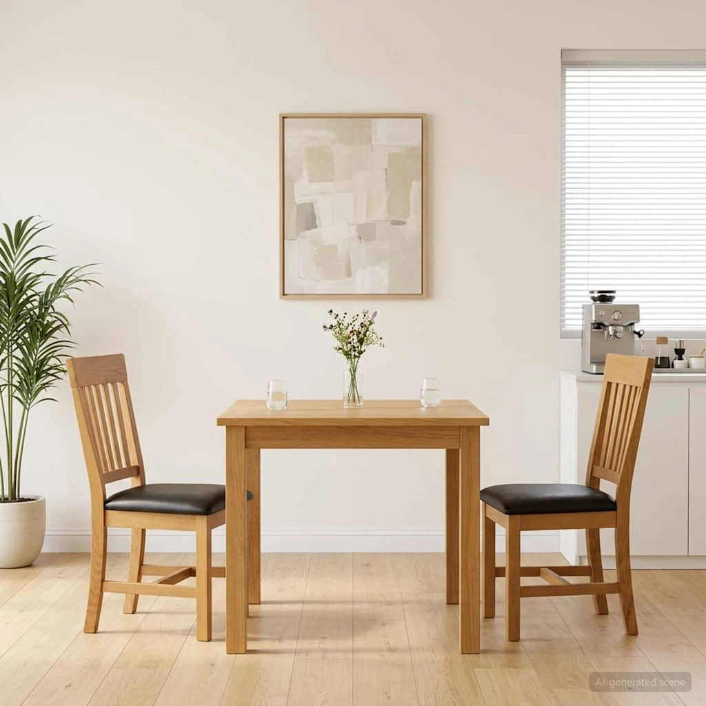 Sedia da pranzo 2 pz Legno di Quercia Massello Nero 42039157