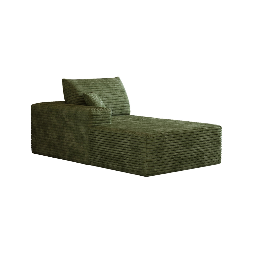 DIVANO ANGOLARE CON CHAISE LONGUE REVERSIBILE VERDE IN TESSUTO