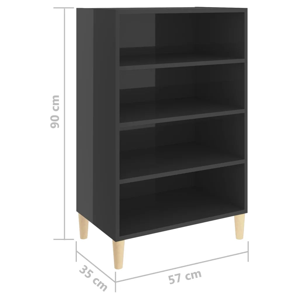 Credenza Grigio Lucido 57x35x90 cm in Legno Multistrato 806129