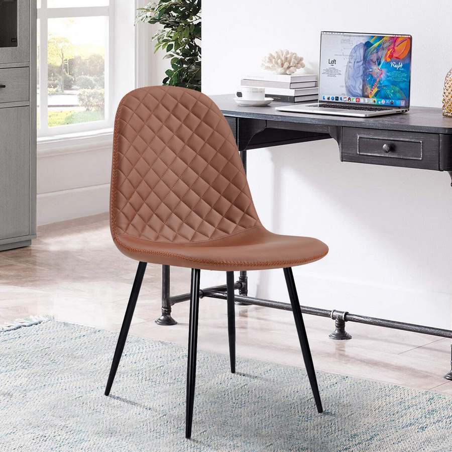 Set 4 Sedie 43x42x86 cm in Similpelle Trapuntata Bella Marrone