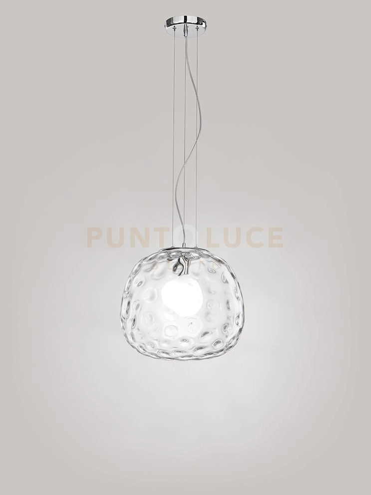 Sospensione vetro trasparente e cromo lucido Skin 1 luce attacco E27 d.40cm