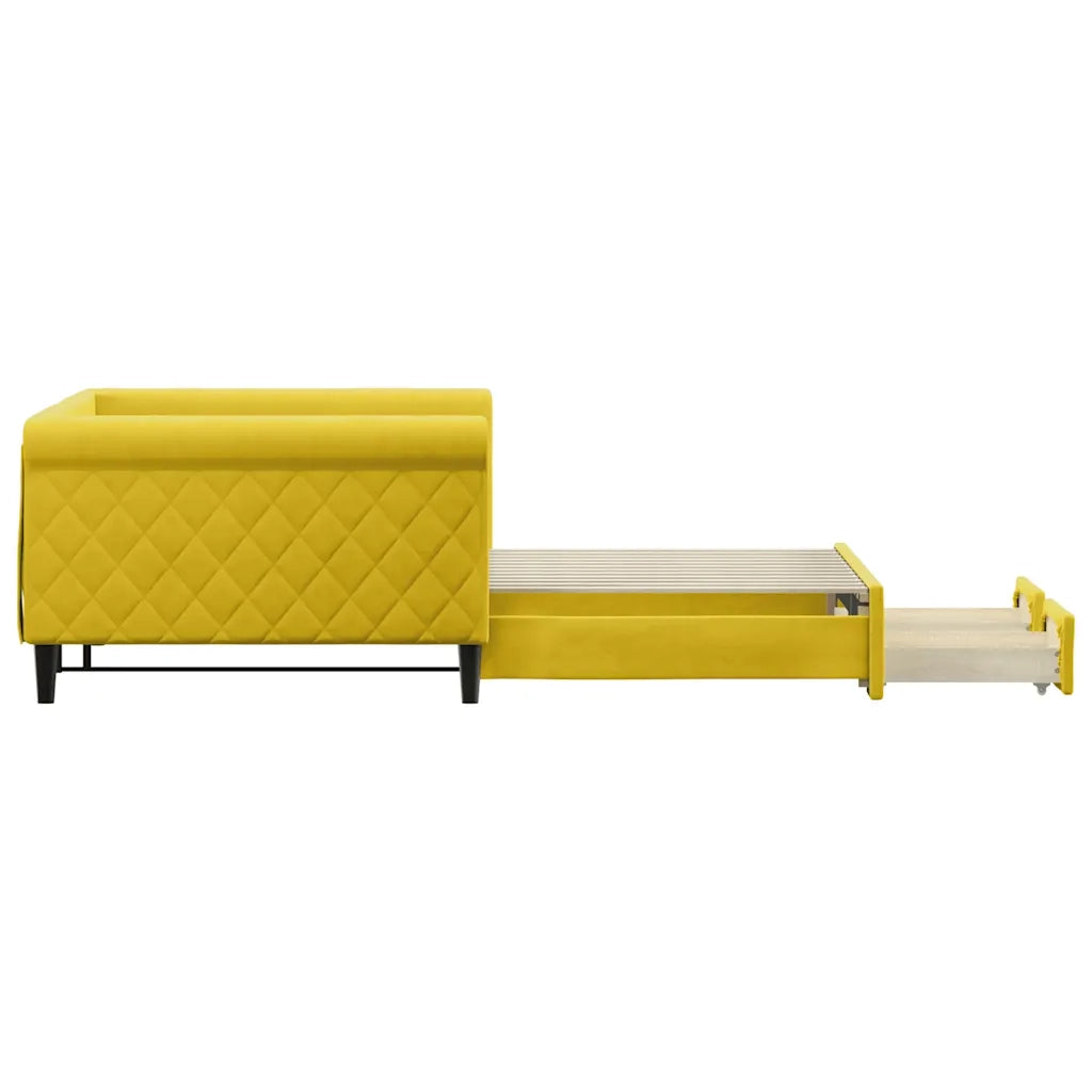 Divano Letto Estraibile con Cassetti Giallo 100x200cm Velluto 3197831