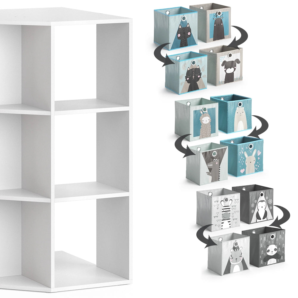 Vicco Libreria bambini Bianco 64 x 107.8 cm con 6 scatole pieghevoli opt.2
