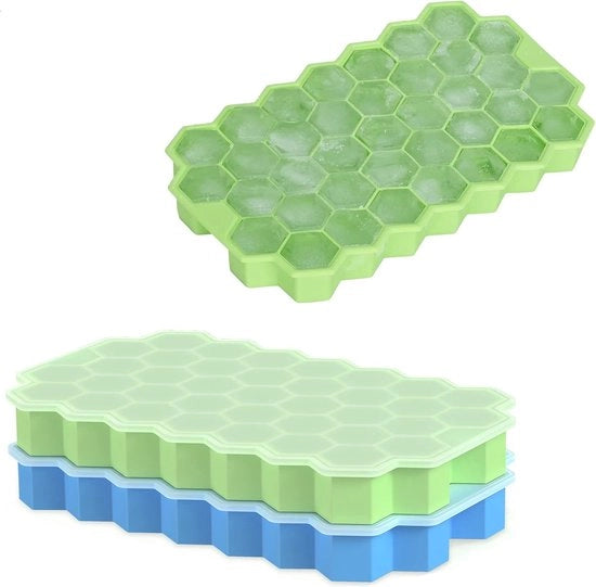 Scatola per ghiaccio con coperchio - 2 pezzi per 74 ghiaccio piccoli, flessibile e spazievoluta