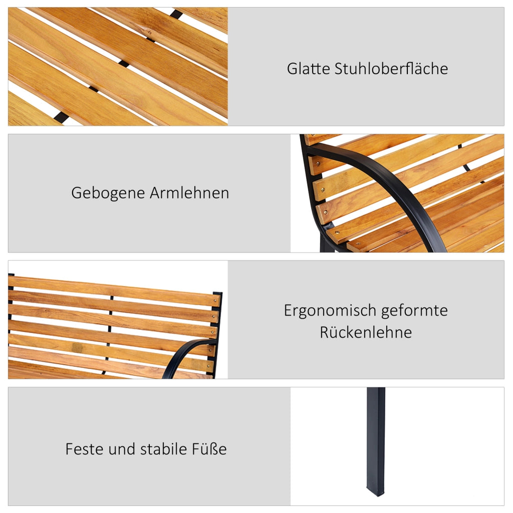 Panchina da giardino 2 posti ¨C Minimal ¨C acciaio e legno di pino naturale 122x60x83 cm
