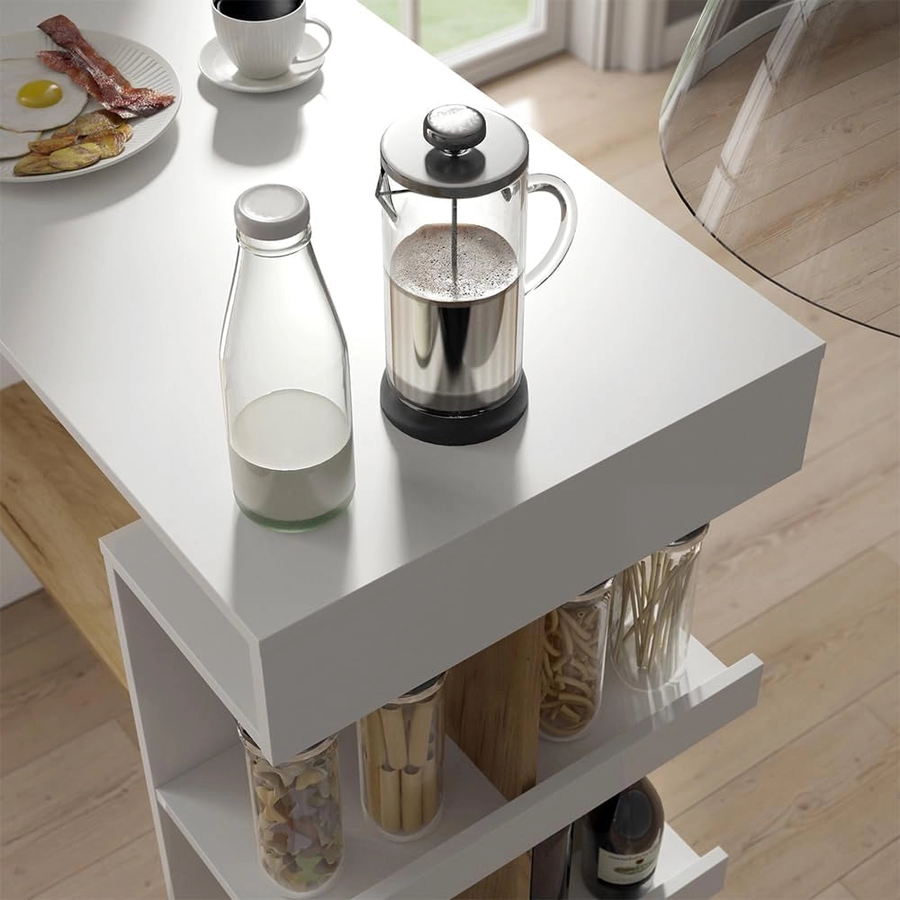 tavolo bar alto Dana, Rovere bianco/dorato, 108 x 50 cm
