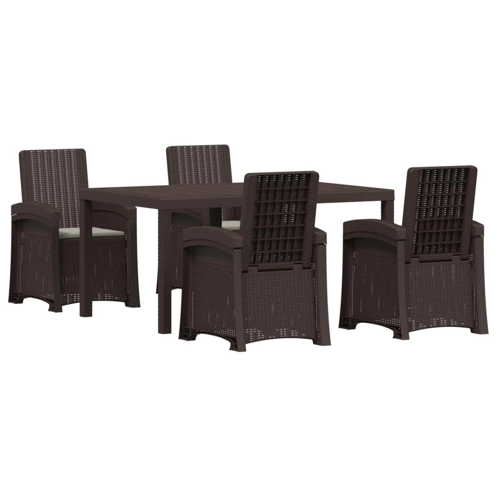 Set da Pranzo per Giardino 5 pz Marrone e Grigio Chiaro PP 3430126