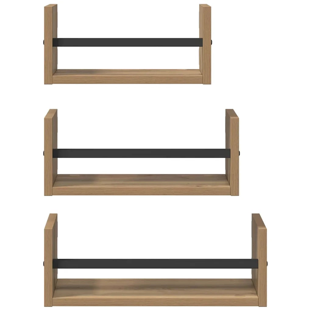 Set mensole da parete 3 pcs Rovere artigianale 40x16x14cm 882788