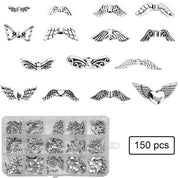 Accessori per gioielli in metallo - 150 pezzi - Spacer per gioielli - Gioielli in argento antico - Dimensioni varie - Accessori per gioielli artigianali - Modello Bedels