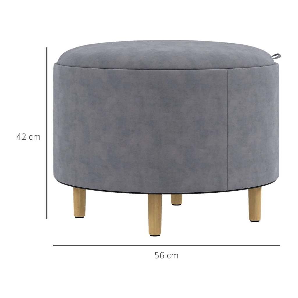 Pouf Contenitore Tessuto Sherpa ¨C Zephmum ¨C Grigio 56x56x42 cm