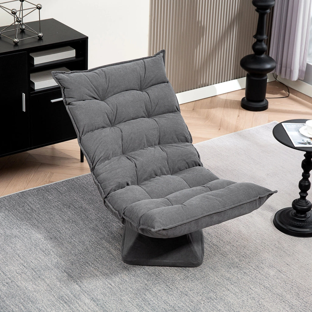 Poltrona Girevole Velluto Massaggiante con Schienale Regolabile ¨C zephmum ¨C Grigio 62x70x95