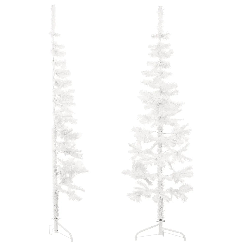 Albero Natale Artificiale Sottile a MetÃ  Supporto Bianco 150 cm