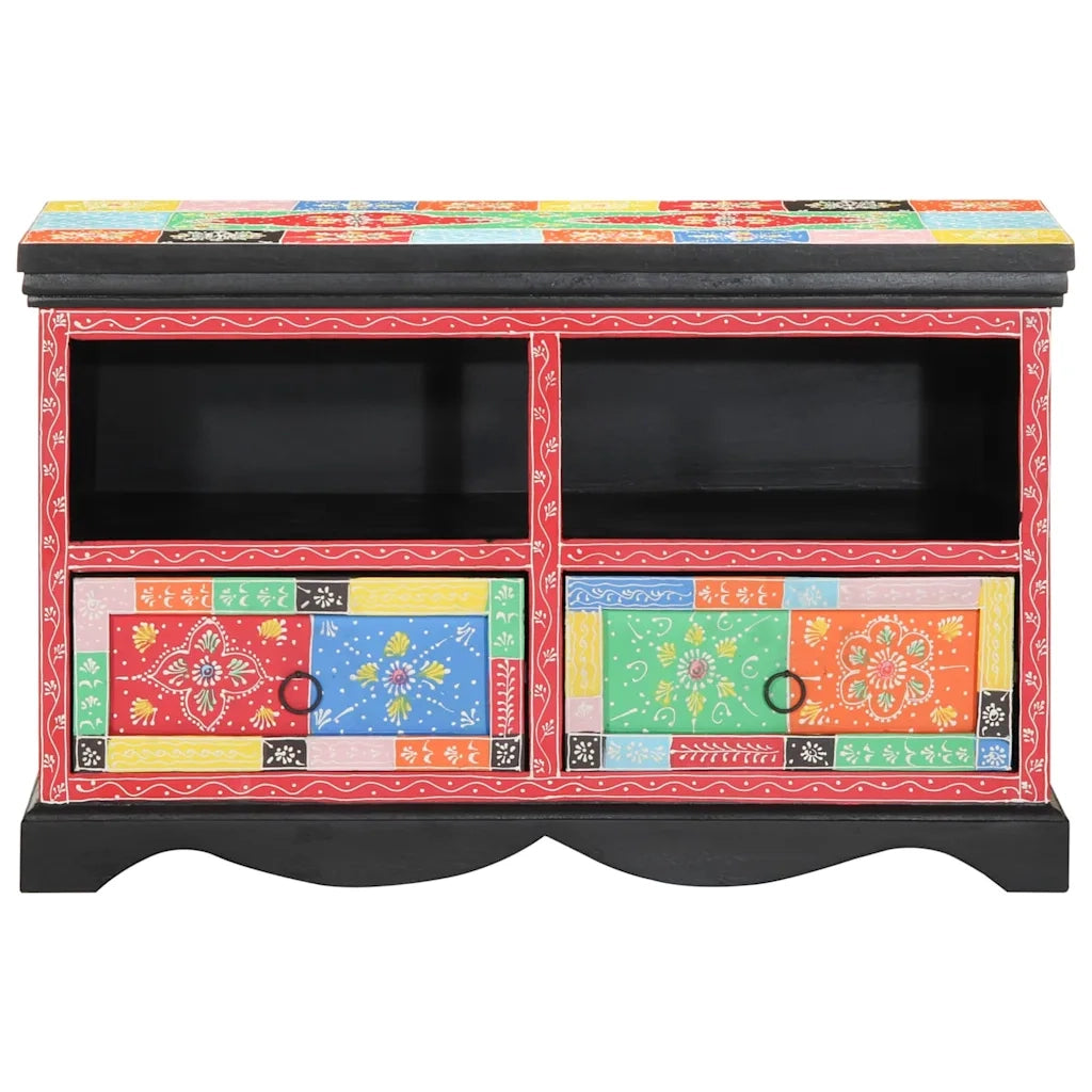 Mobile TV-Credenza per TV-Console TV Multicolore 80 x 35 x 50 cm Legno massello di mango