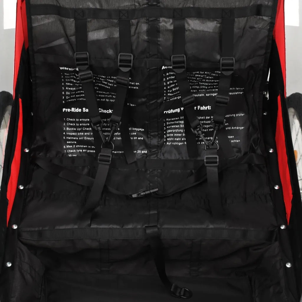 Rimorchio per Bici e Passeggino 2 in 1 Nero e Rosso 91375