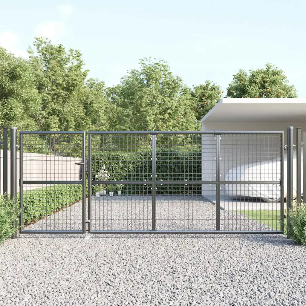 Cancello da Giardino Rete Antracite 350x175 cm Acciaio Zincato