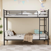 Letto a castello in acciaio 90 x 190 cm con scala e parapetto; nero