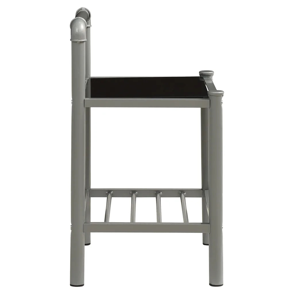 Comodini 2 pz Grigio e Nero in Metallo e Vetro 325101