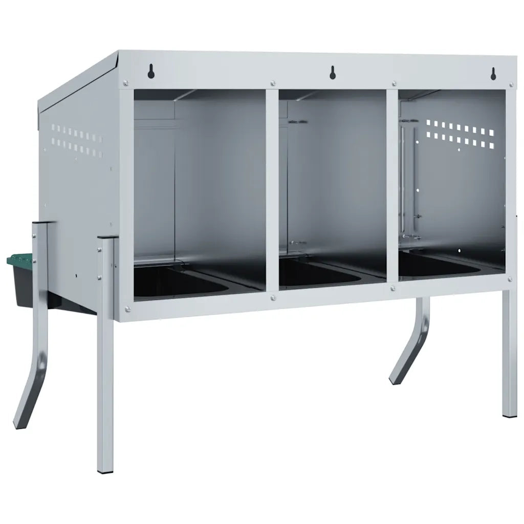 Nido per Galline a 3 Scomparti con Gambe in Acciaio Zincato CFW8357994