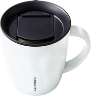 Moka 350 ml, tazza termica in acciaio inossidabile con coperchio e manico, bollitore a doppia parete a vuoto, tazza per campeggio, tazza isolata in acciaio inossidabile per caffè (bianca)