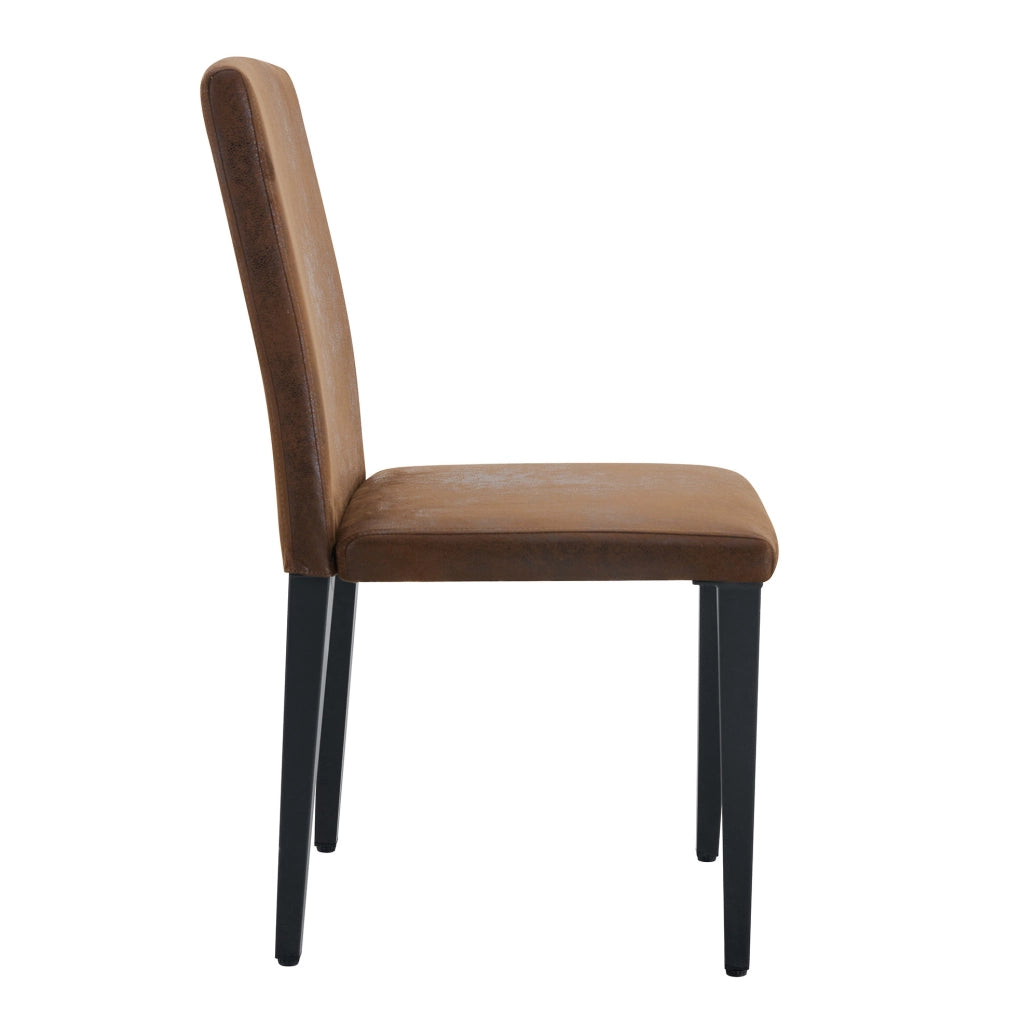 Set di 2 sedie da pranzo moderne in tessuto marrone e metallo nero; 90 cm