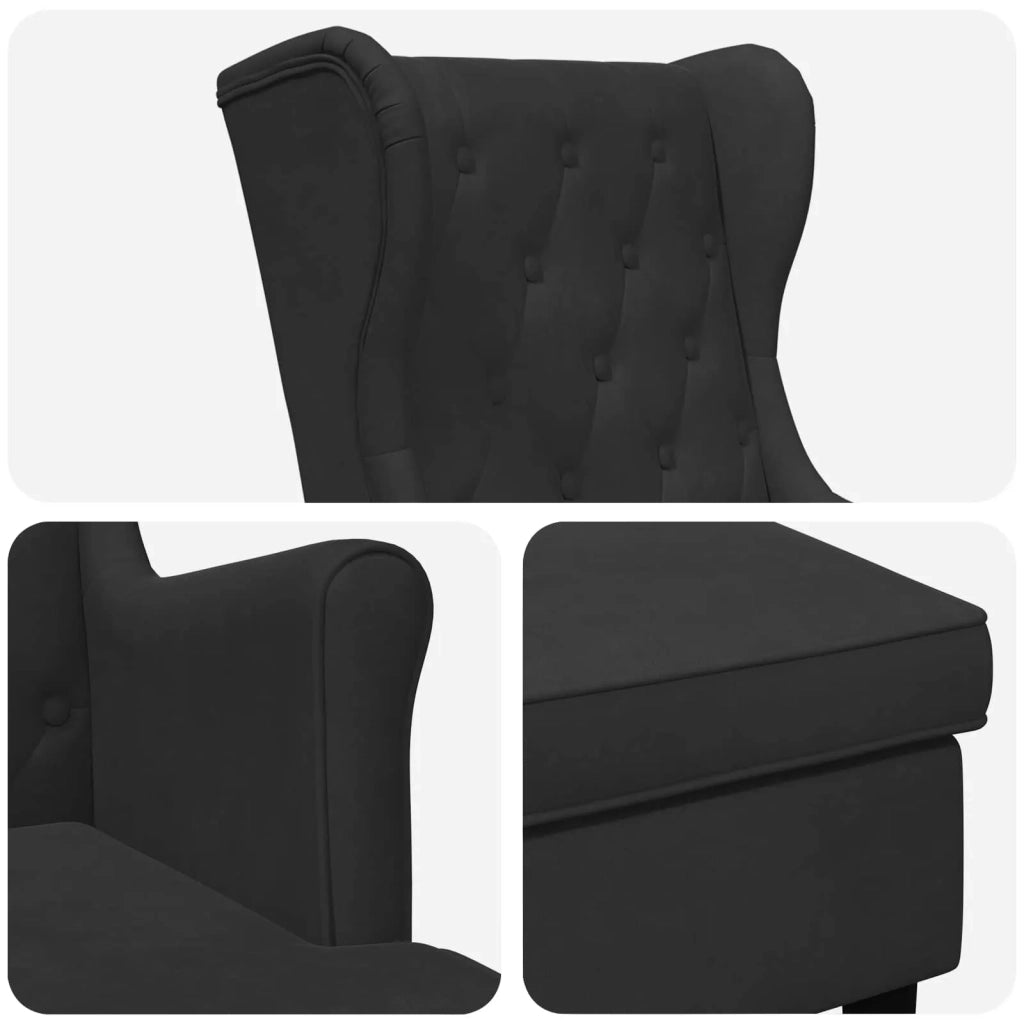 Poltrona con Ottomano 2 pz Nero Velluto 3418823