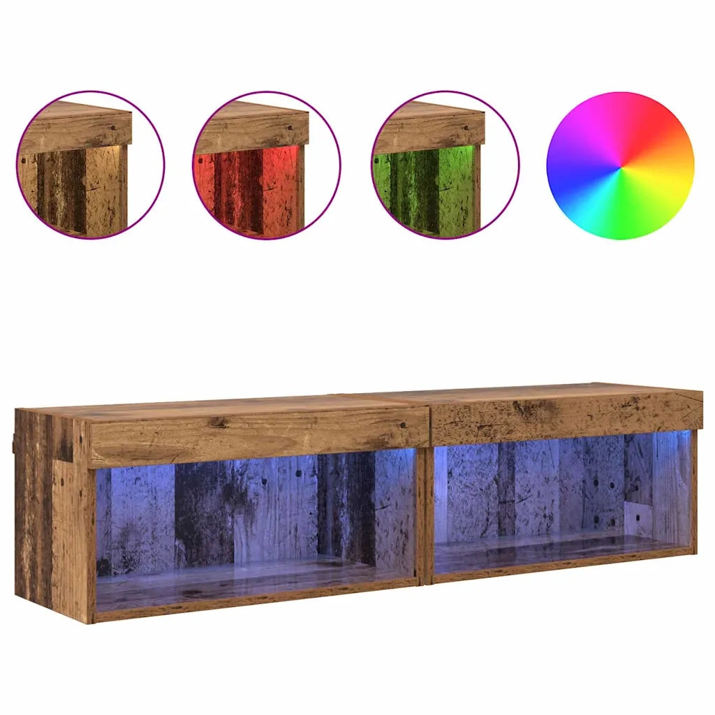 Set mobile TV con LED 2 pcs Legno vecchio 60 x 30 x 30 cm 882961