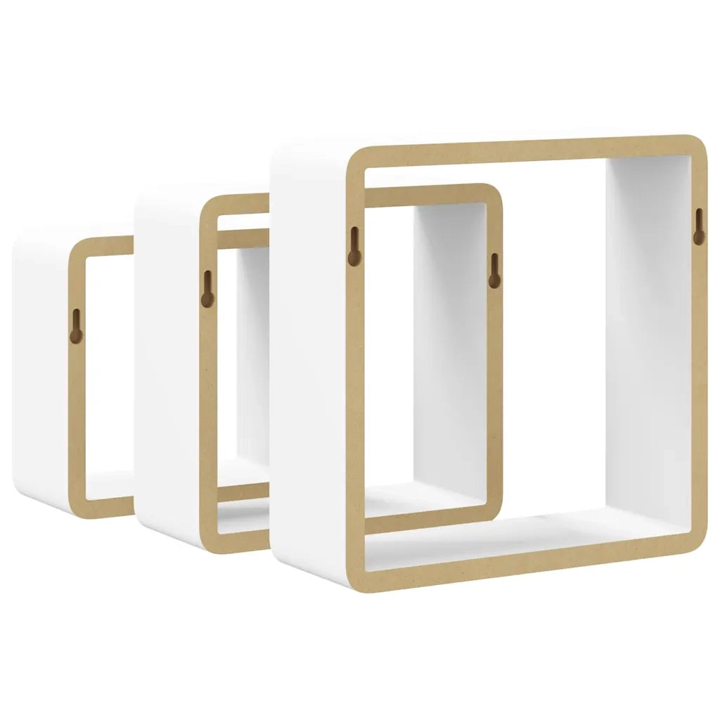 Mensole a Cubo da Parete 3 pz Bianche in MDF 323952