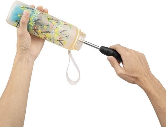 Set di spazzole per pulire le bottiglie con manico lungo per bottiglie sport - pulitore per bottiglie di acqua sportiva con spazzola a setole - set di spazzole per pulire il coperchio e il fondo per bottiglie di sport con spazzola per bottiglie