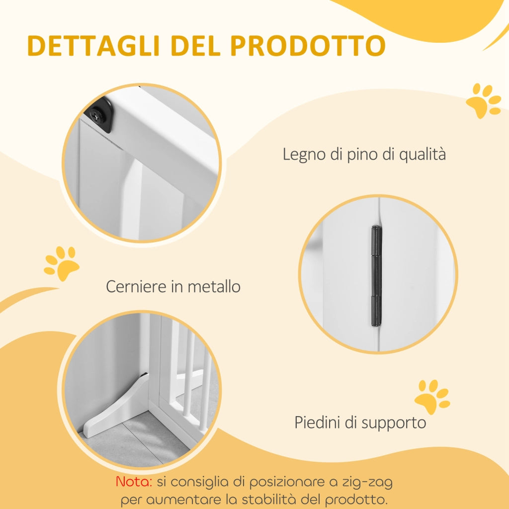 Cancellino per Cani a 3 Pannelli ¨C Zephmum ¨C Legno di Pino Bianco 113-166x36x71 cm