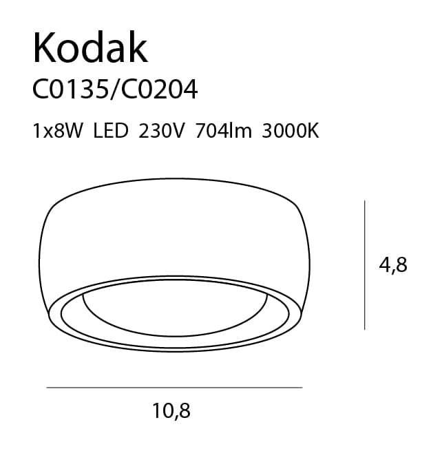 Spot soffitto moderno nero arrotondato LED 8W IP44 Maxlight