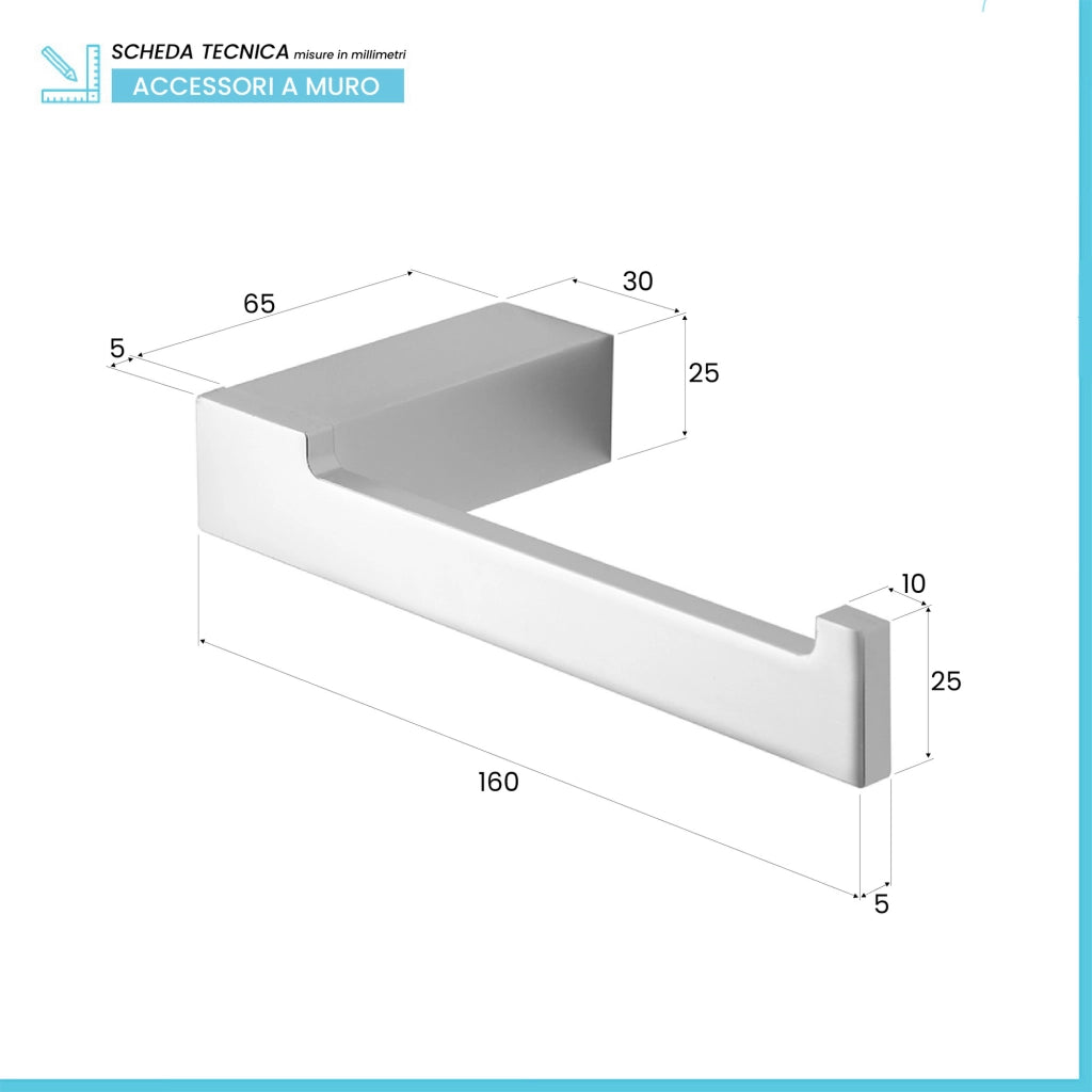 Set accessori bagno da muro 4 pezzi in alluminio argento Sky