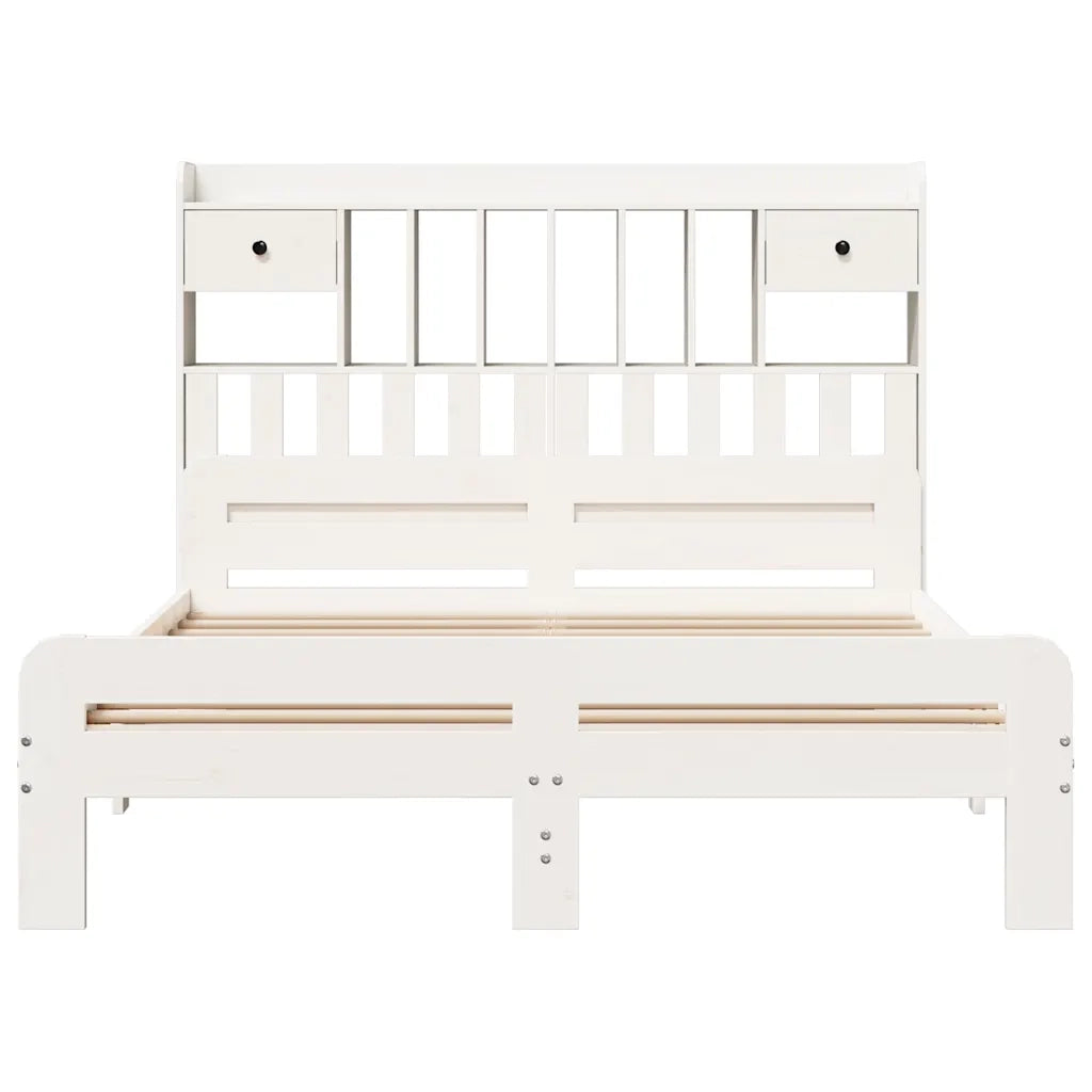 Letto Libreria senza Materasso Bianco 140x190 cm Legno di Pino 3308895
