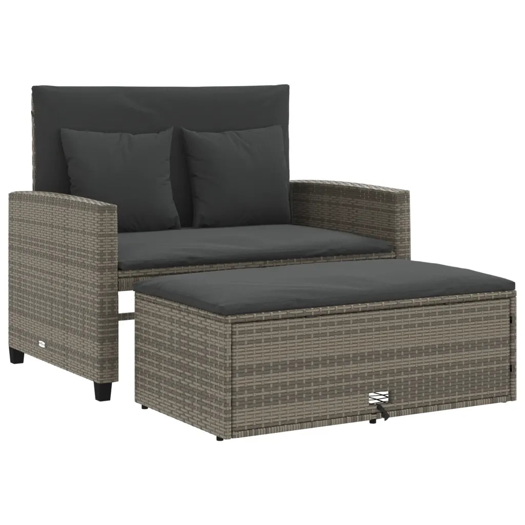 Divano da Giardino con Cuscini 2 Posti-Sofa da Giardino-Divano da esterno Grigio in Polyrattan 967495