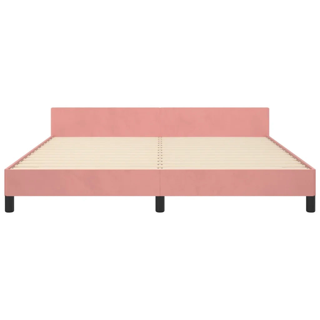 Letto matrimoniale | Letto per adulti | Giroletto con Testiera Rosa 180x200 cm in Velluto
