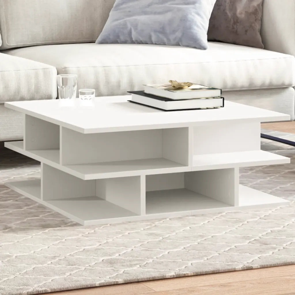 Tavolino da salotto | Tavolino da caff¨¨ | Tavolino da Soggiorno Bianco 70x70x29 cm in Legno Multistrato