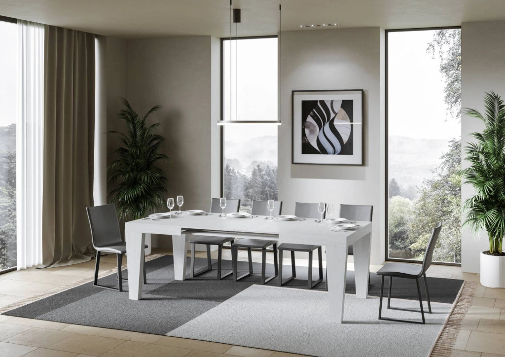 Tavolo allungabile 120/380x90 cm Spimbo bianco frassino