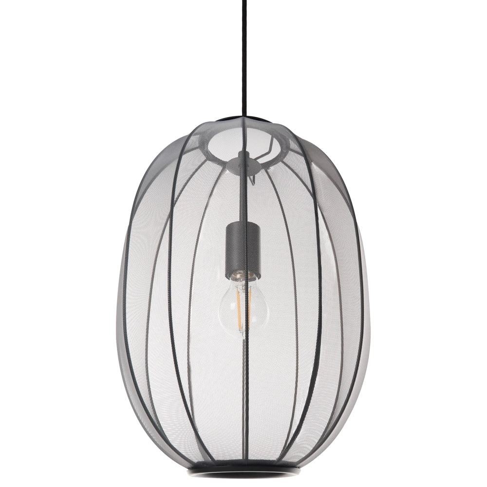 Lampada a sospensione con paralume in nylon nero Design moderno Luce per il soggiorno