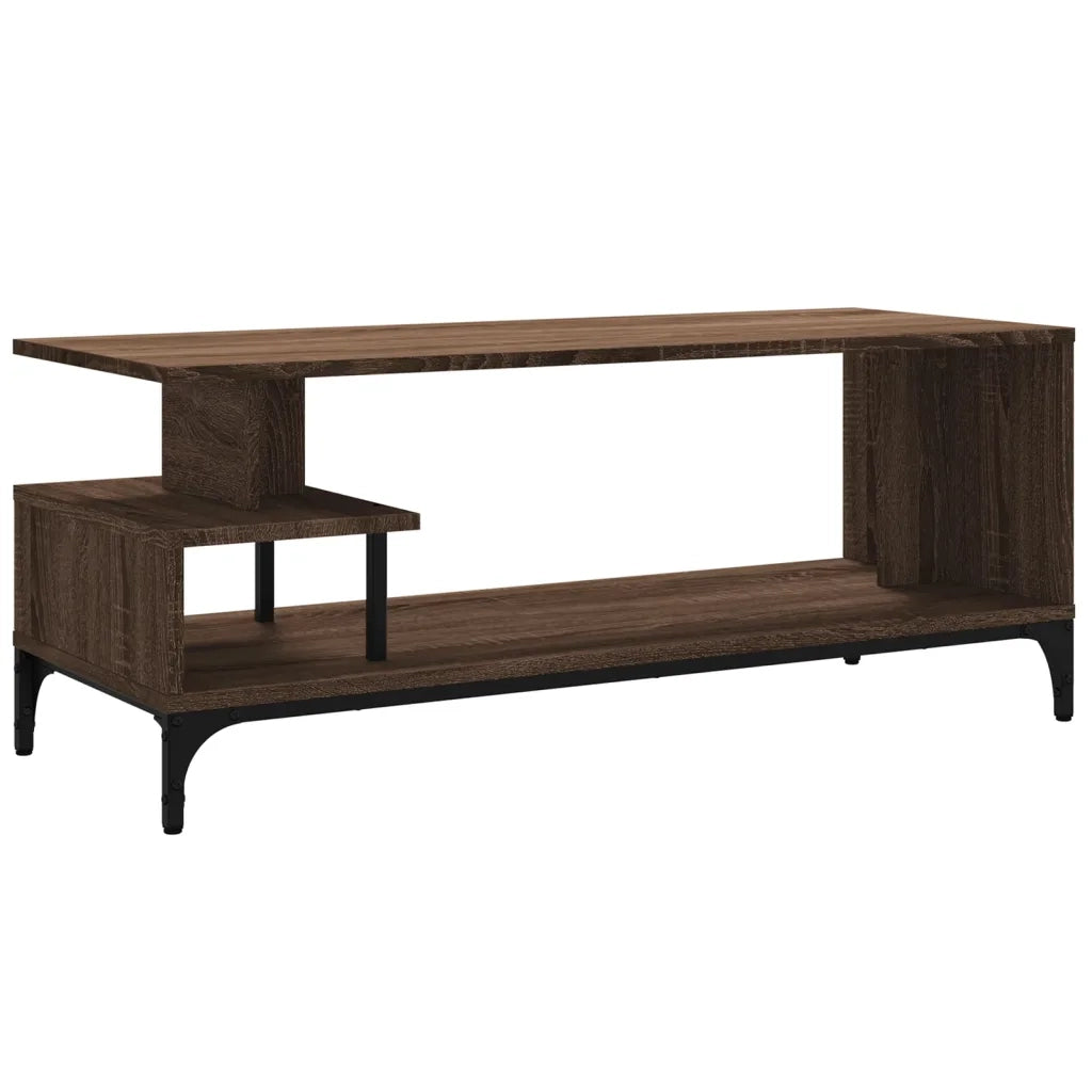 Mobile TV Rovere Marrone 102x40x41cm Legno e Acciaio a Polvere 842415