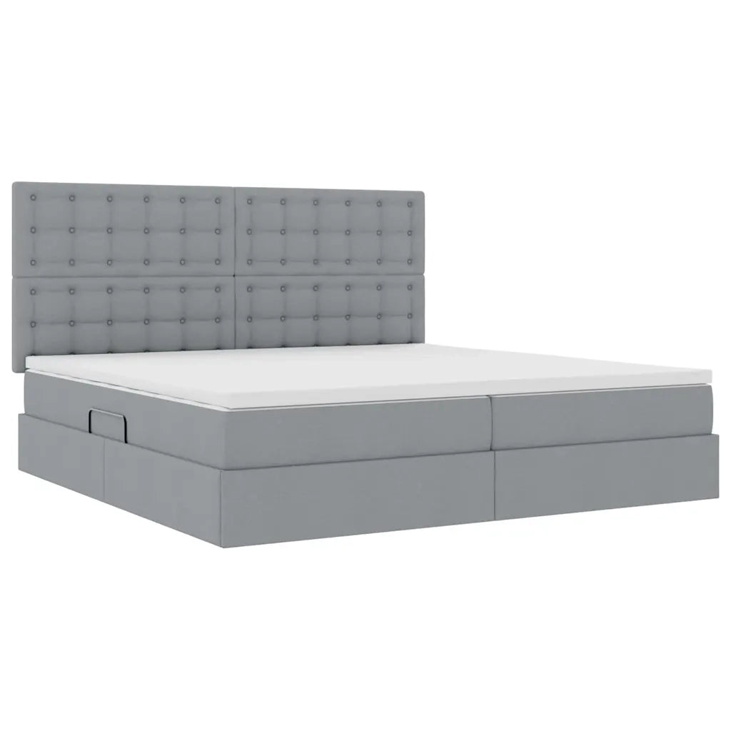 Letto con contenitore LED e materasso Grigio Chiaro