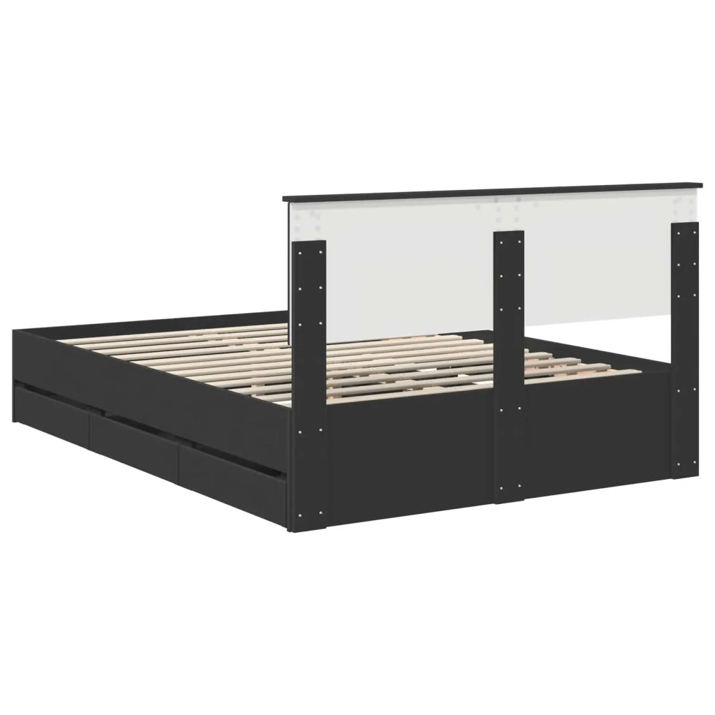 Struttura del letto-Giroletto Nero 140 x 200 cm Legno Ingegnerizzato 214649
