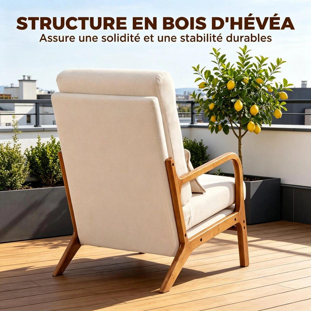 POLTRONA da salotto schienale alto 64x86x93 cm Crema