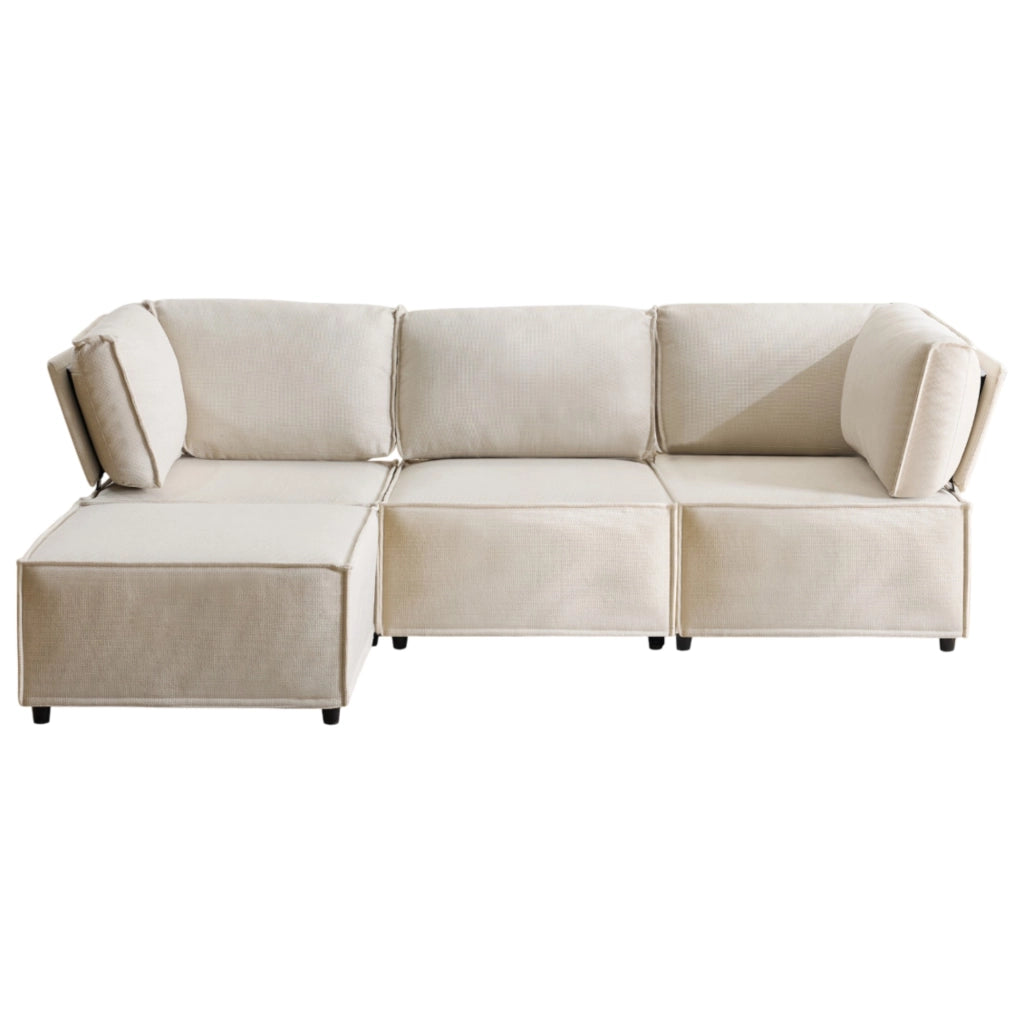 Divano modulare componibile - configurazione flessibile e funzione relax - in tessuto - beige