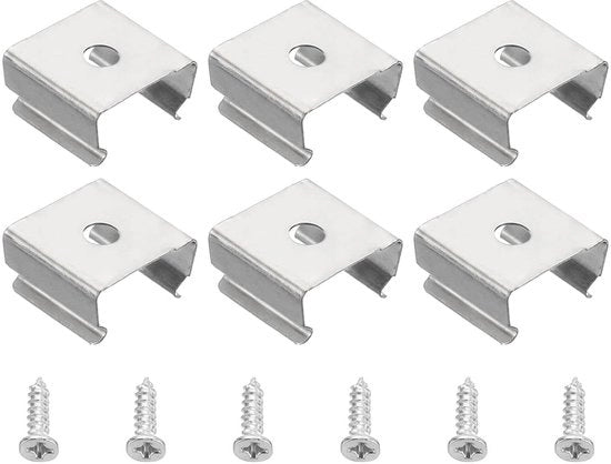 Fermo LED per fissaggio alla parete - RVS - 50 pezzi - Adatto per LED-lichtstrips da 13-15 mm