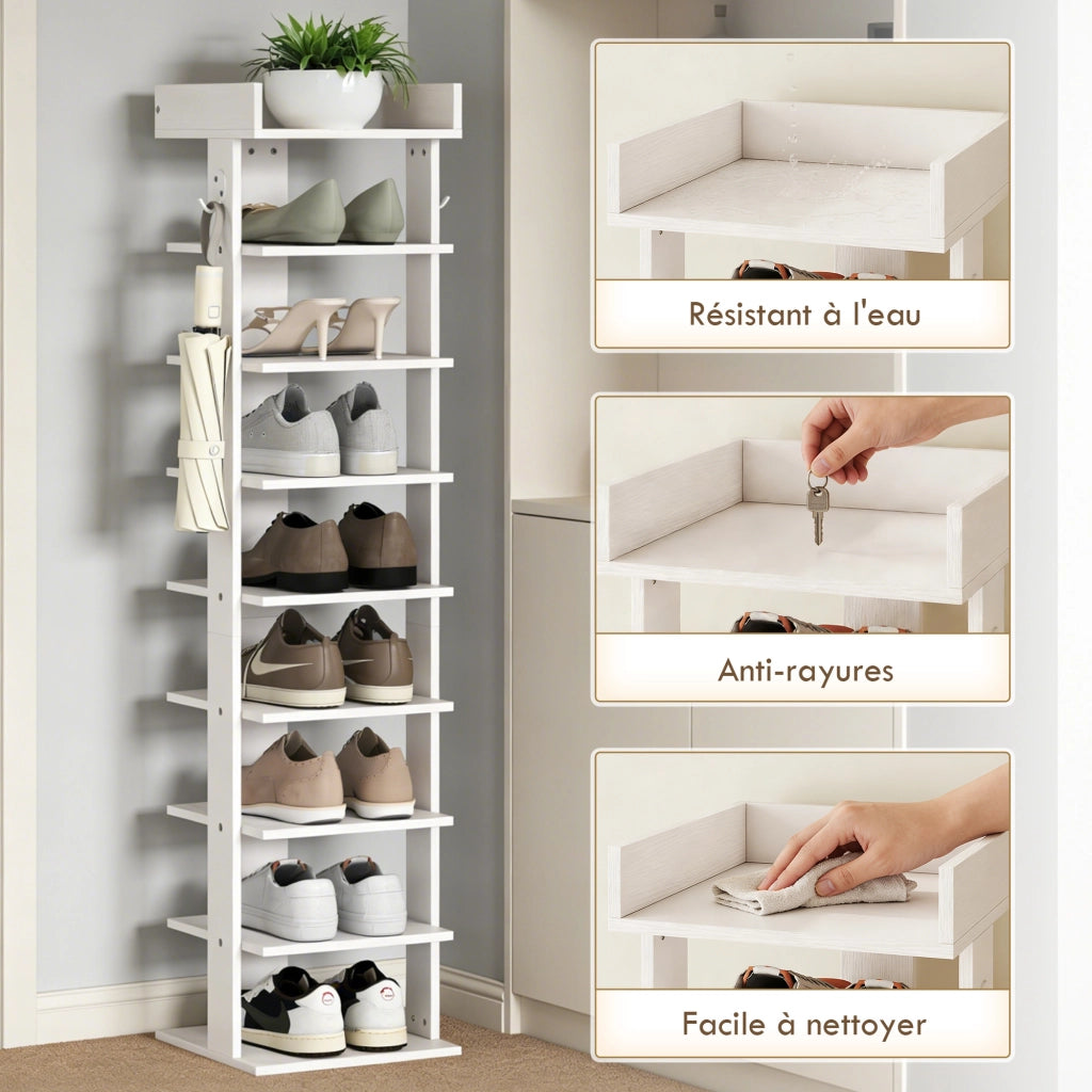 Etagere per scarpe 9 livelli ¨C zephmum ¨C bianco 30x30x128,4cm