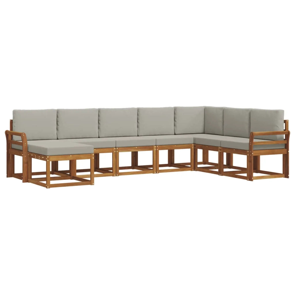 Set di divani da esterno 8 pz Grigio Naturale e Chiaro 3366814