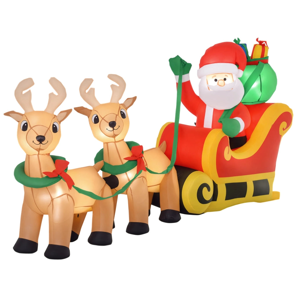 Babbo Natale Gonfiabile con Slitta e Renne ¨C Xylo ¨C Con Luci LED 240x57x112 cm