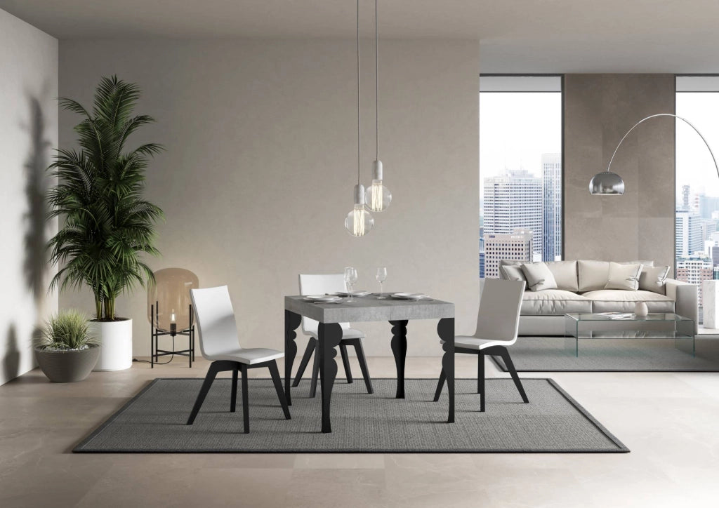 Tavolo allungabile 90x90/246 cm Paxor Premium Cemento telaio Antracite