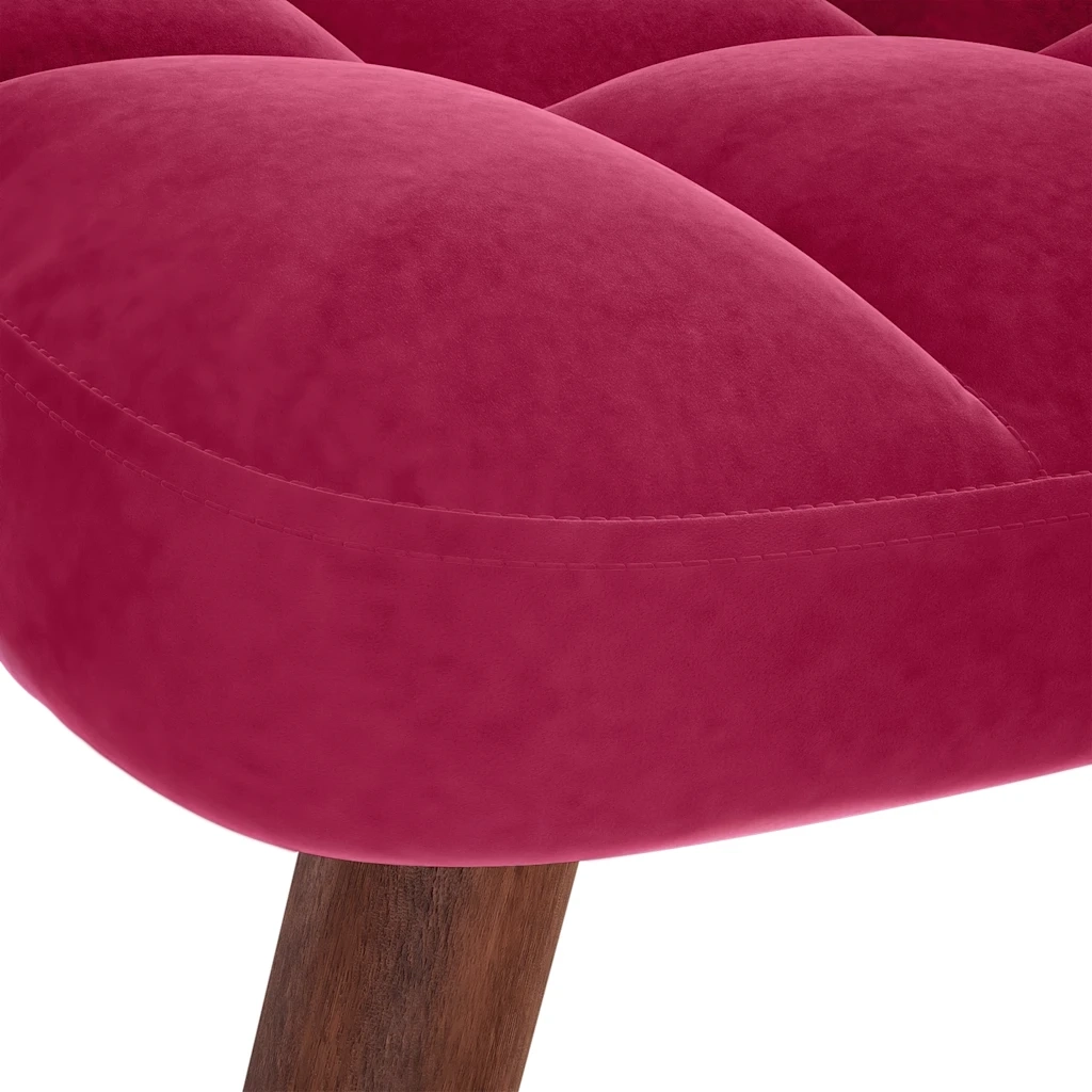 Poltrona a Dondolo con Poggiapiedi Rosso Vino in Velluto
